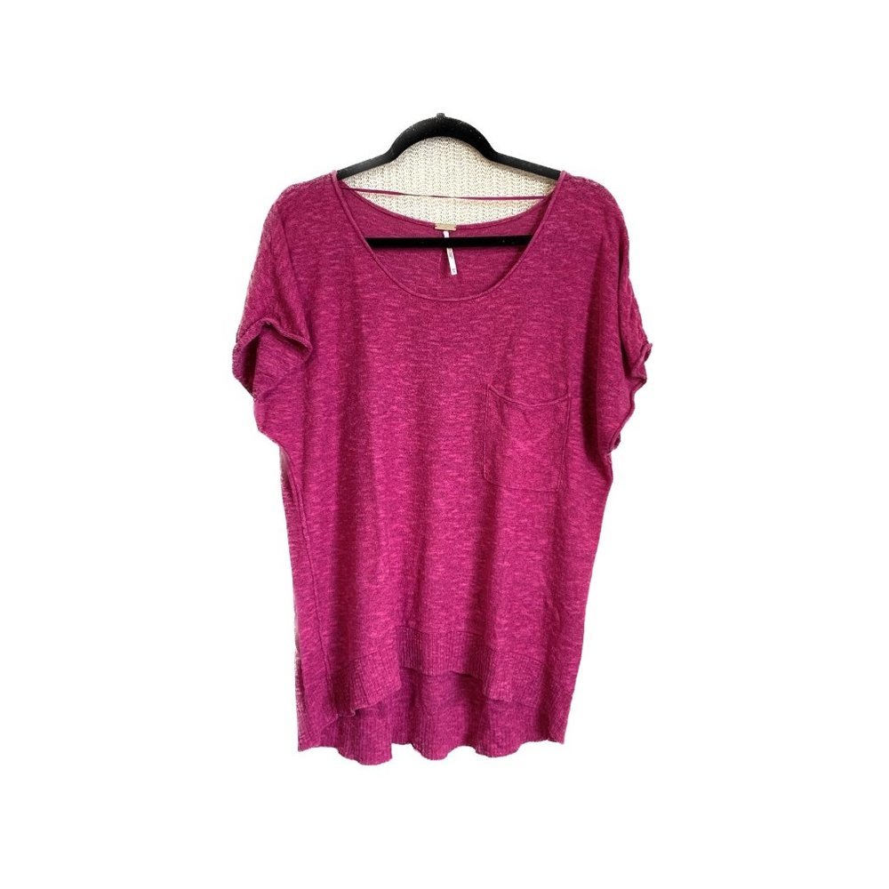 Free People Beach Women Tunic Top Size XS Pink Fuchsia Linen Blend Pockets Relax